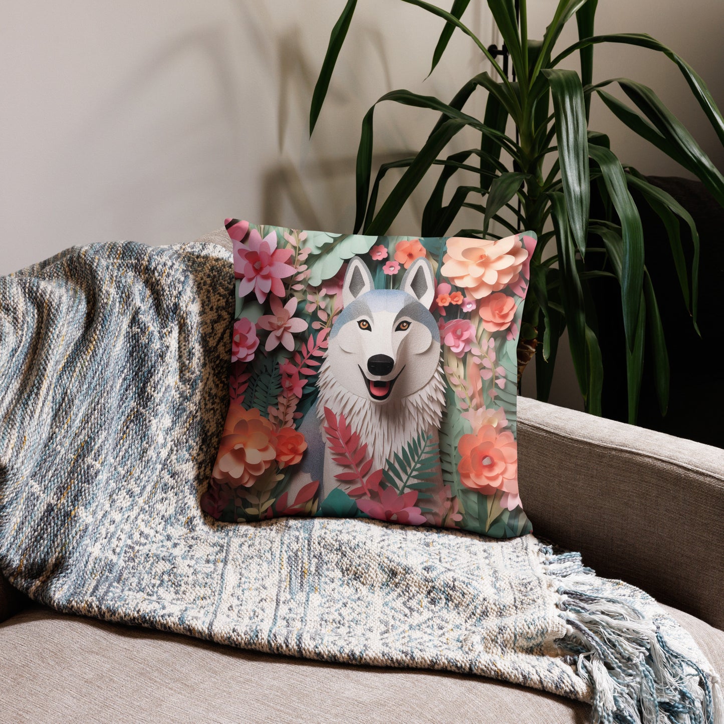 Floral Husky Throw Pillow