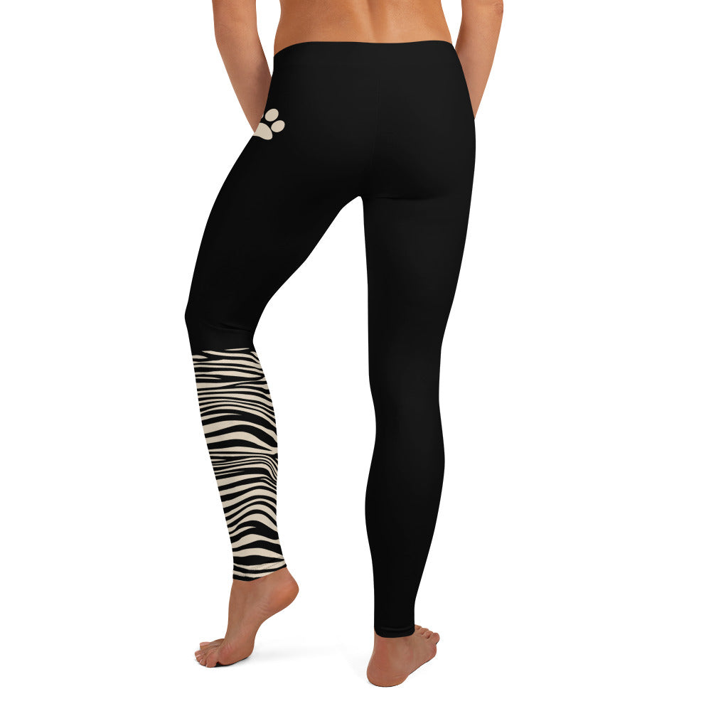Black Zebra & Paw Print Leggings