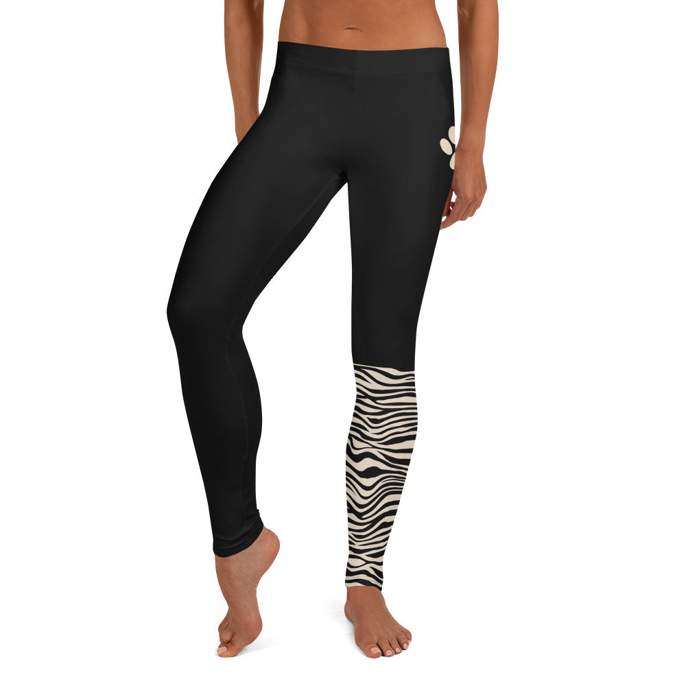 Black Zebra & Paw Print Leggings