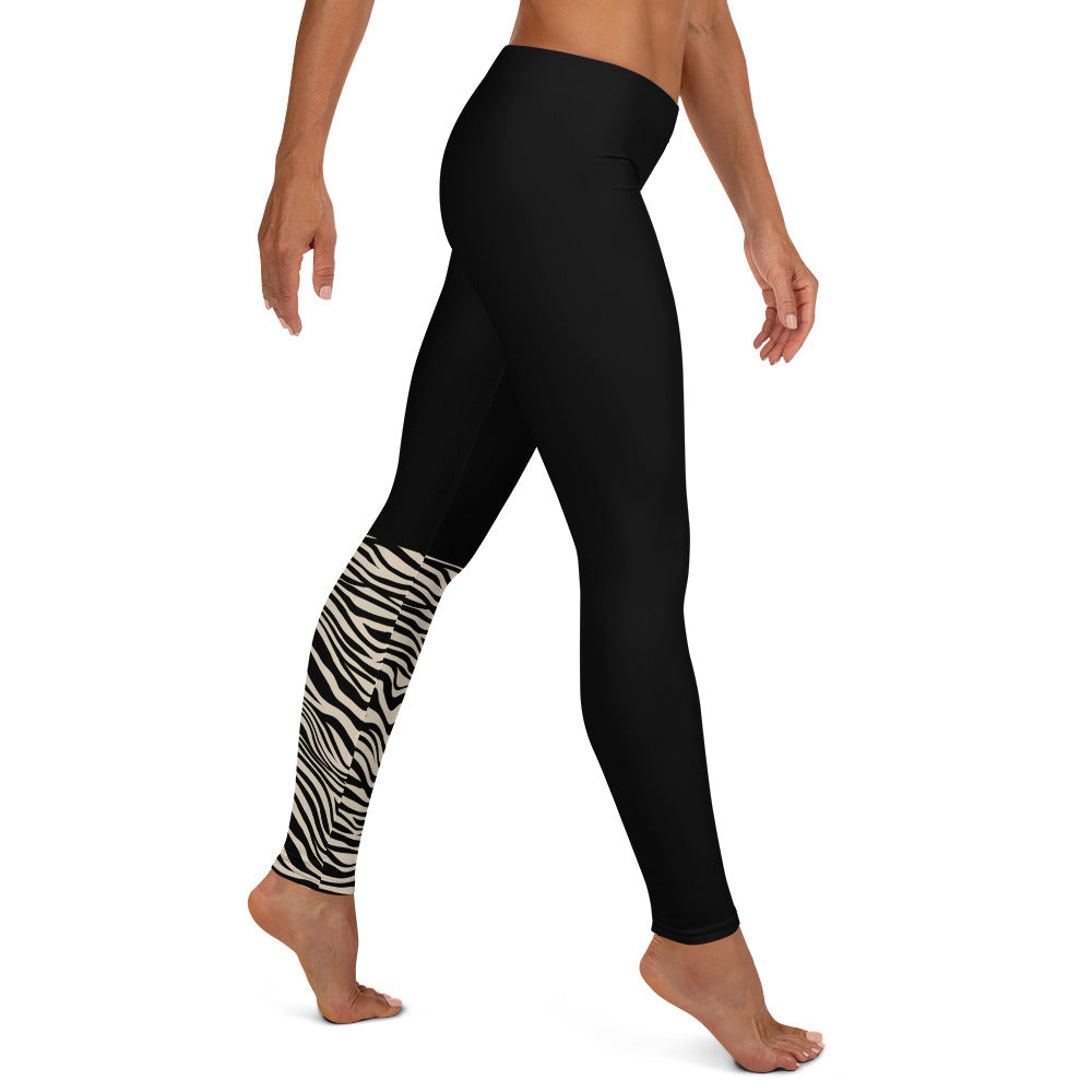 Black Zebra & Paw Print Leggings