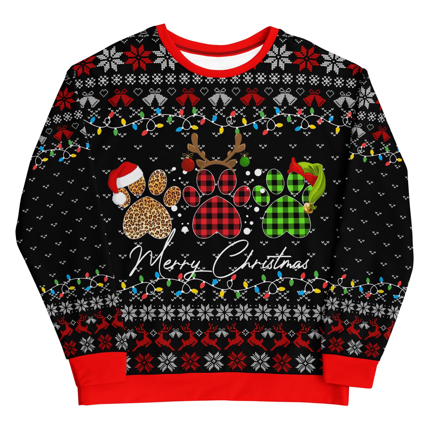 Paw Print Merry Christmas Ugly Sweatshirt