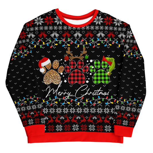 Paw Print Merry Christmas Ugly Sweatshirt