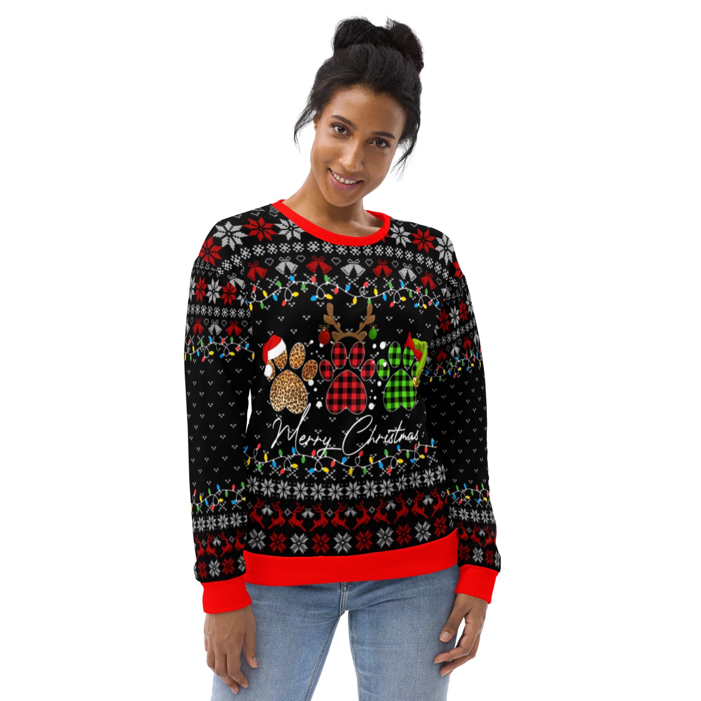 Paw Print Merry Christmas Ugly Sweatshirt