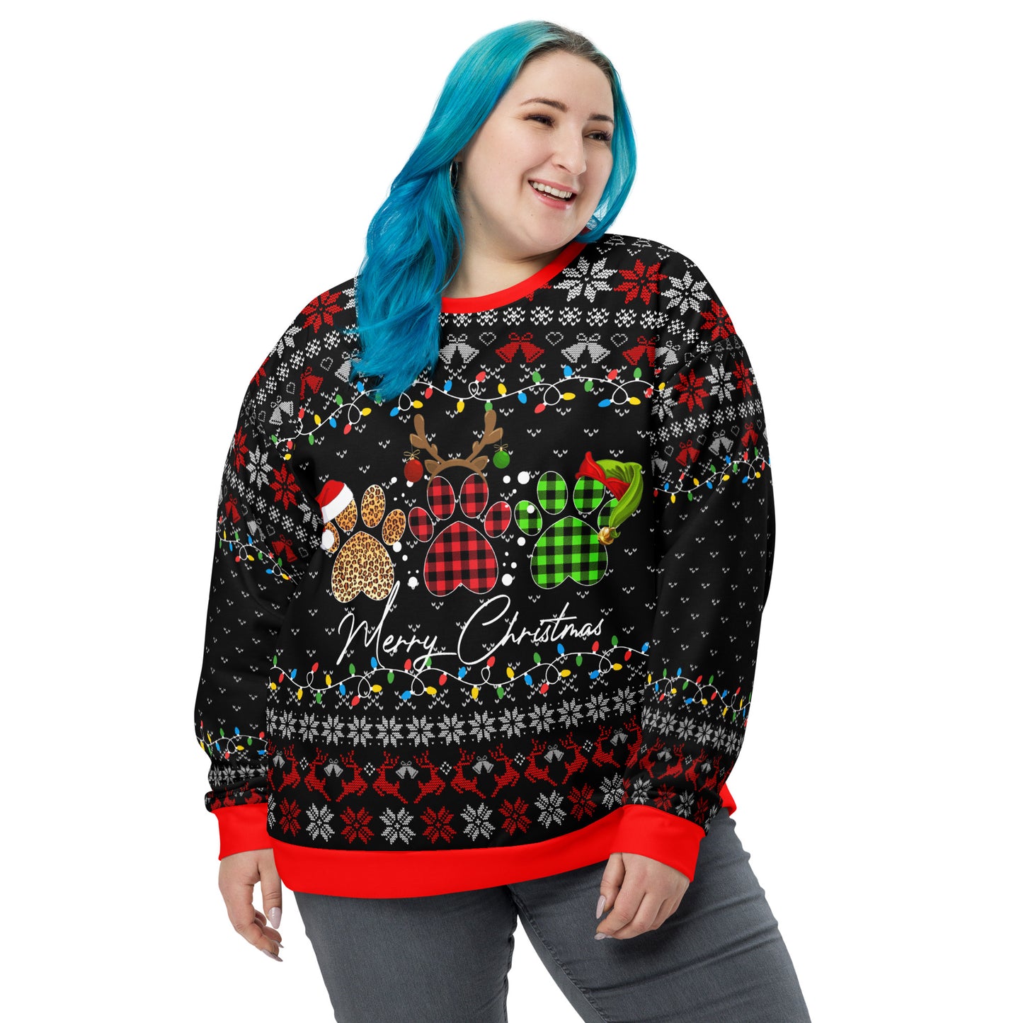 Paw Print Merry Christmas Ugly Sweatshirt