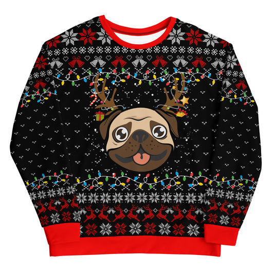 Pug Reindeer Ugly Christmas Sweatshirt