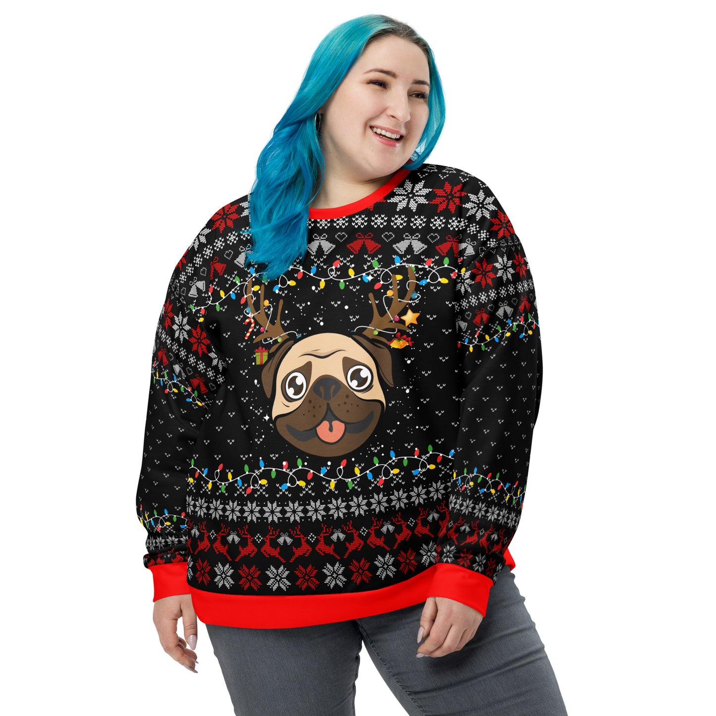 Pug Reindeer Ugly Christmas Sweatshirt