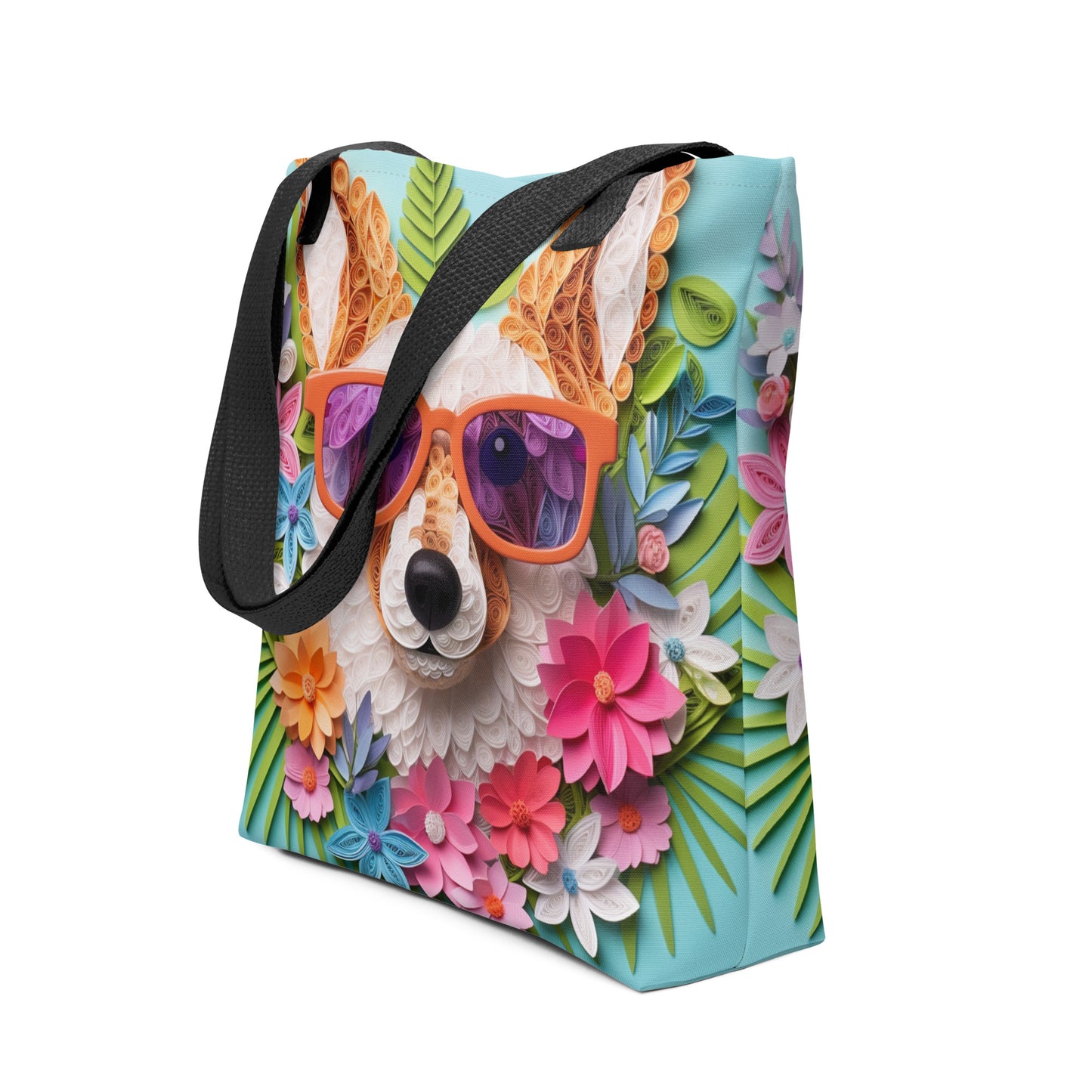 Floral Corgi Dog Mom Tote bag