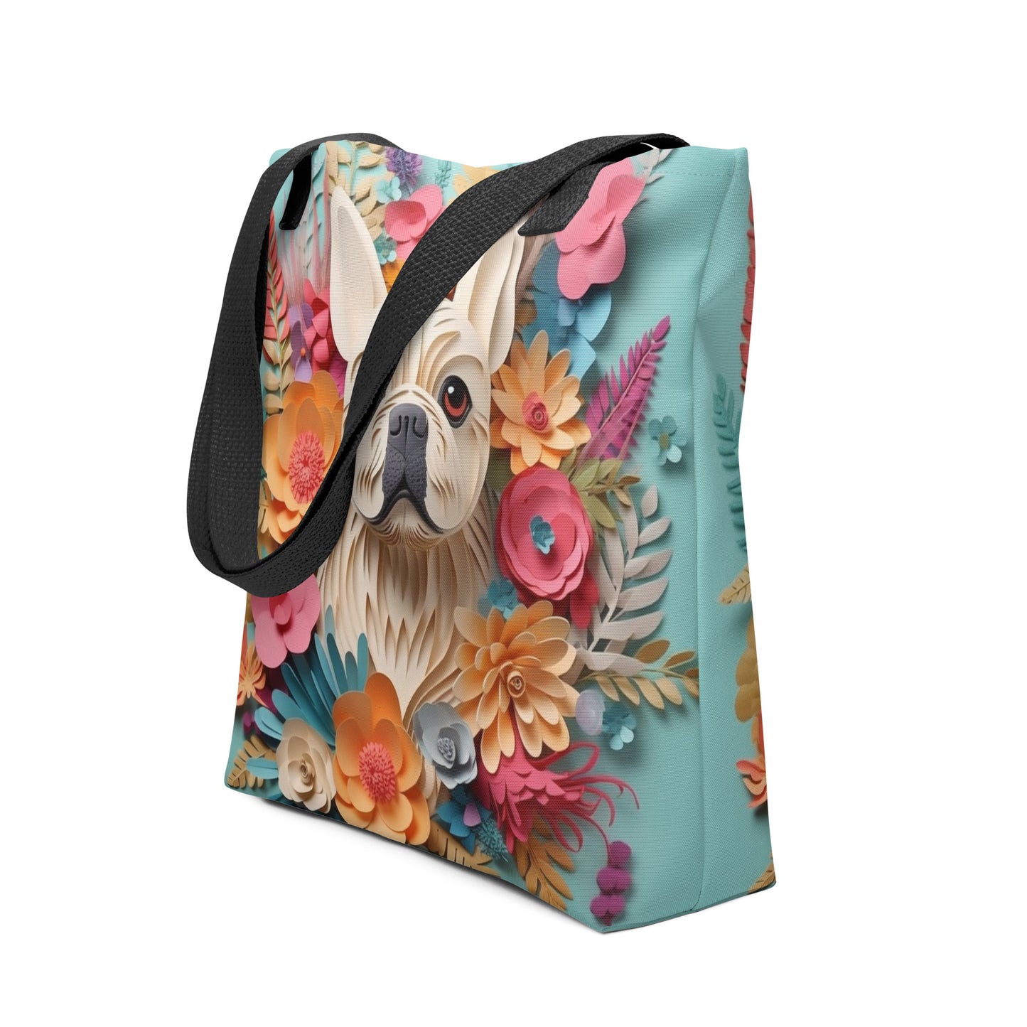 Floral Boston Terrier Dog Mom Tote bag