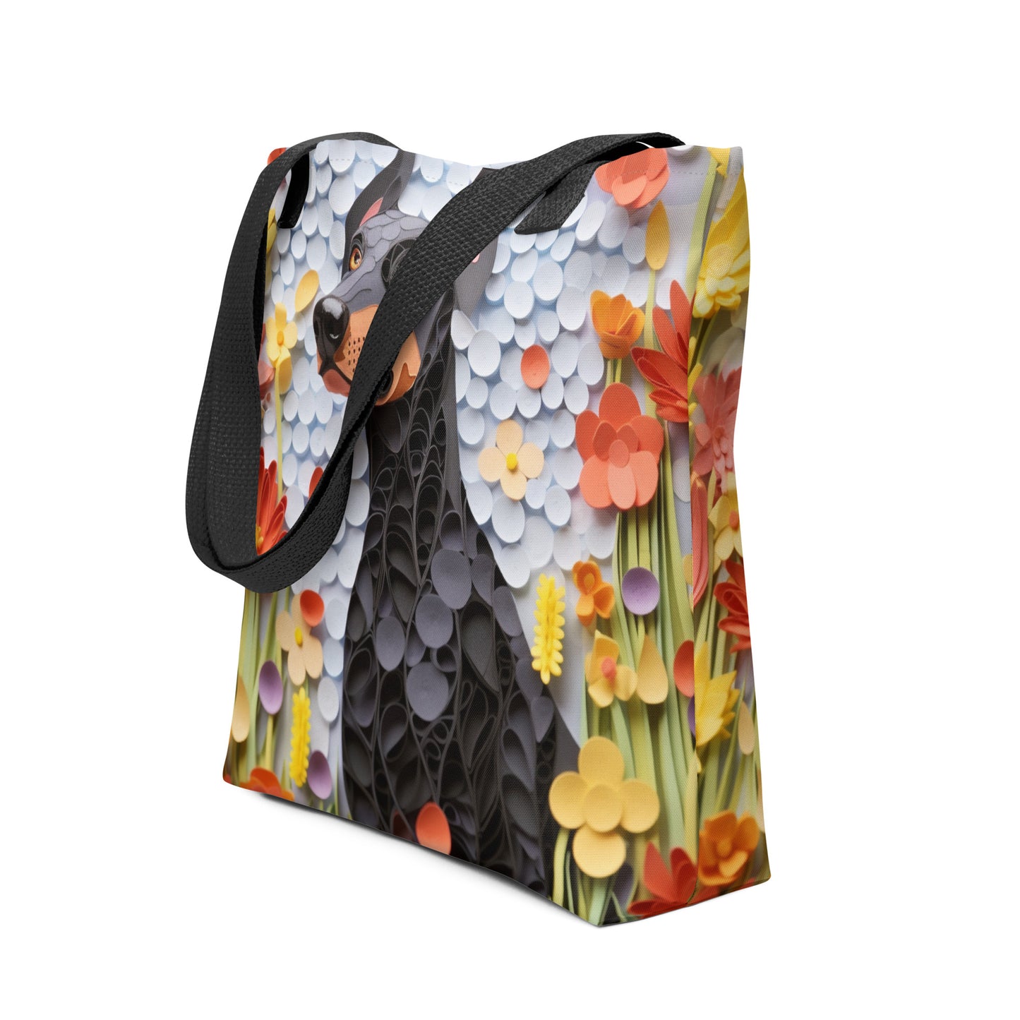 Doberman Floral Tote bag for Dog Moms