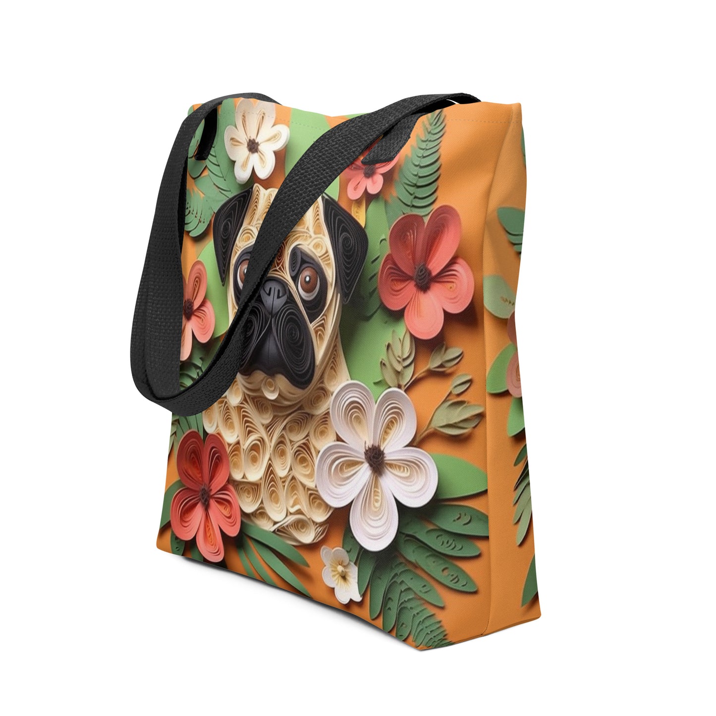 Pug Floral Tote bag for Dog Mom