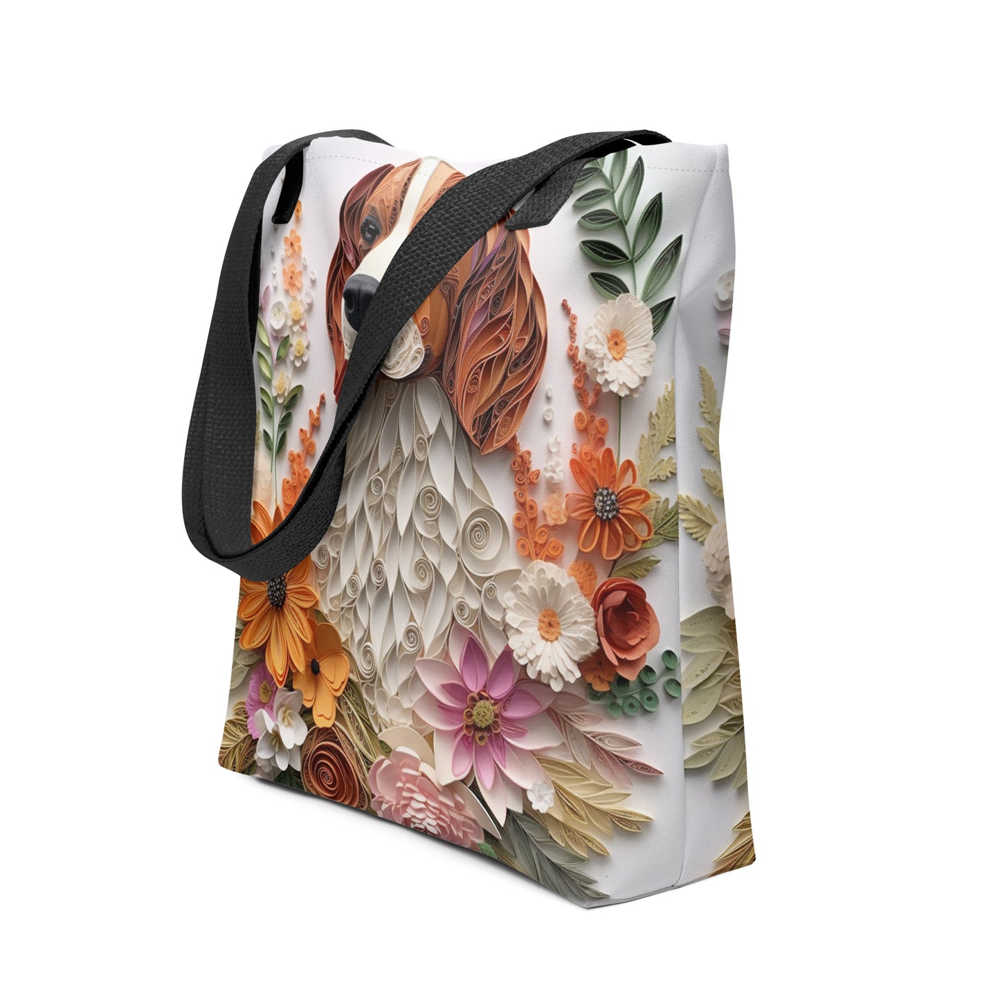Beagle Dog Floral Tote bag for Dog Mom