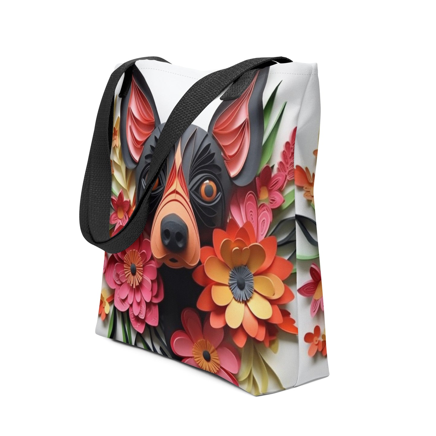 Pinscher Dog Floral Tote bag for Dog Mom