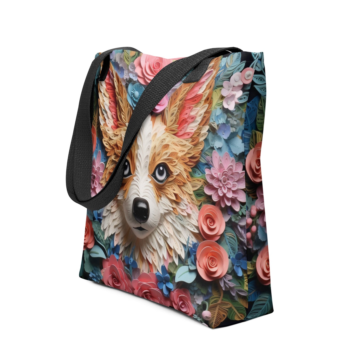 Papillon Dog Floral Tote bag for Dog Mom