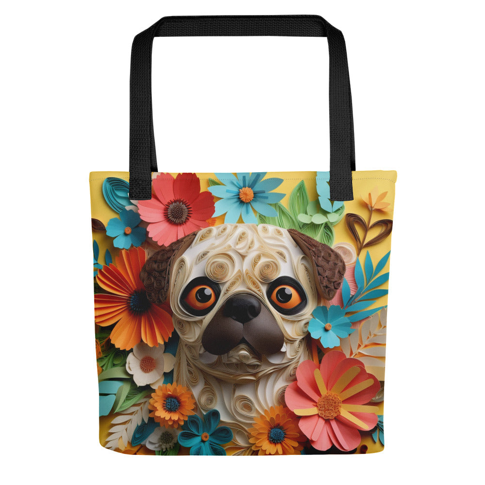 Floral Pug Dog Lovers Tote bag