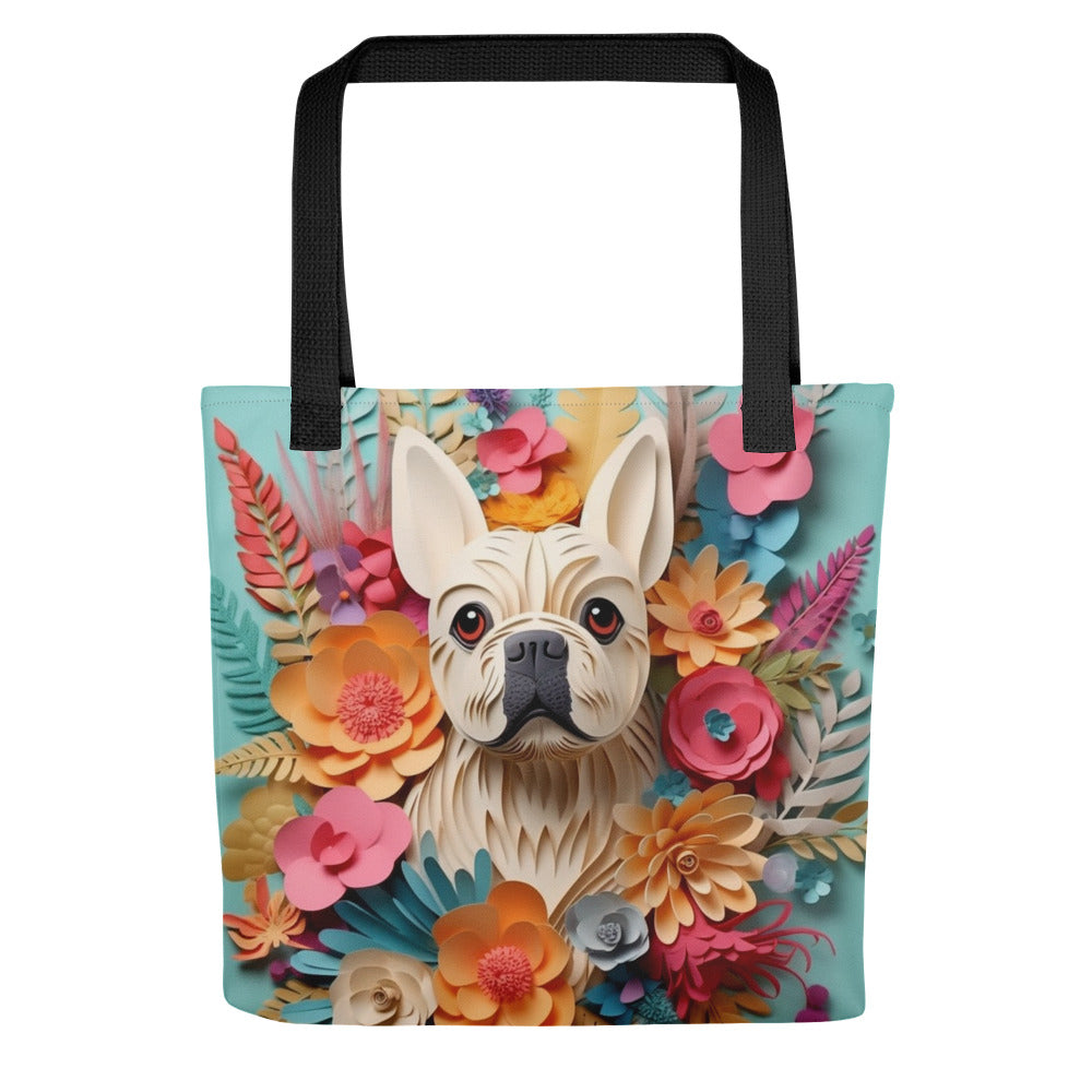 Floral Boston Terrier Dog Mom Tote bag
