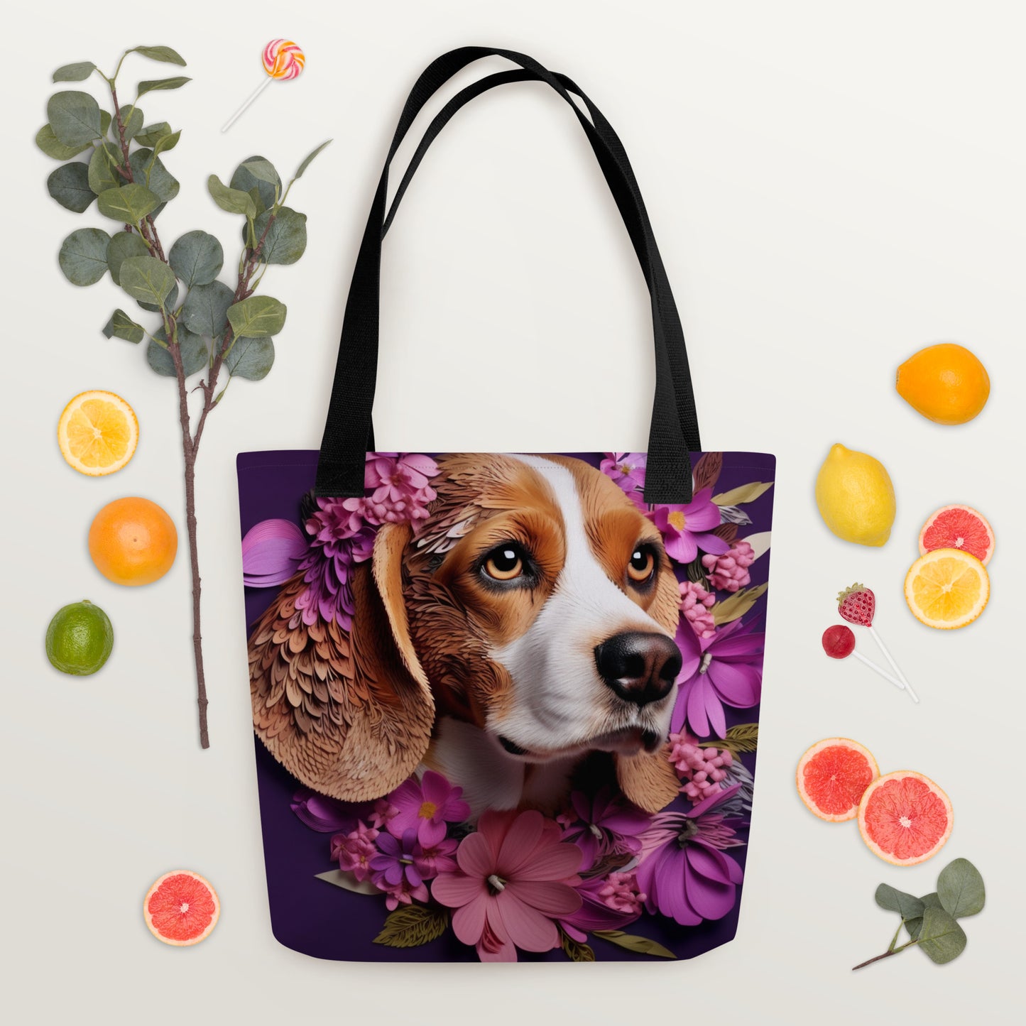 Floral Beagle Dog Mom Tote bag