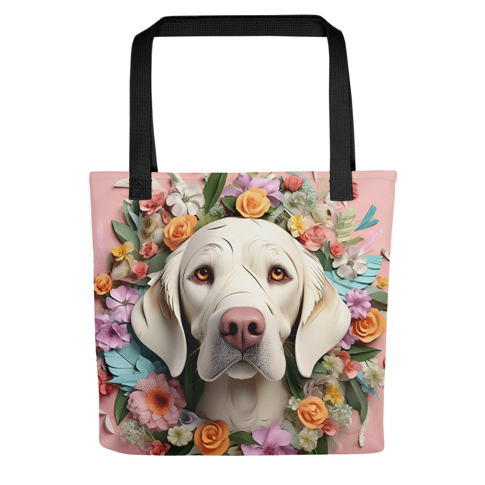 Labrador Floral Print Tote bag