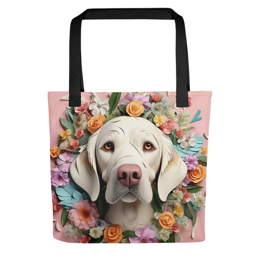 Labrador Floral Print Tote bag