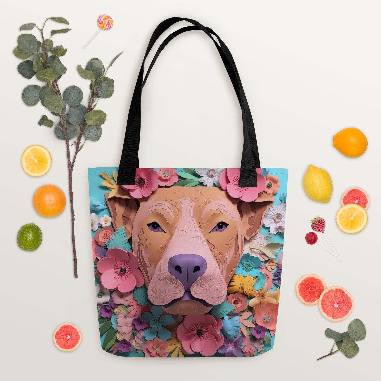 Pitbull Floral Tote bag for Dog Moms
