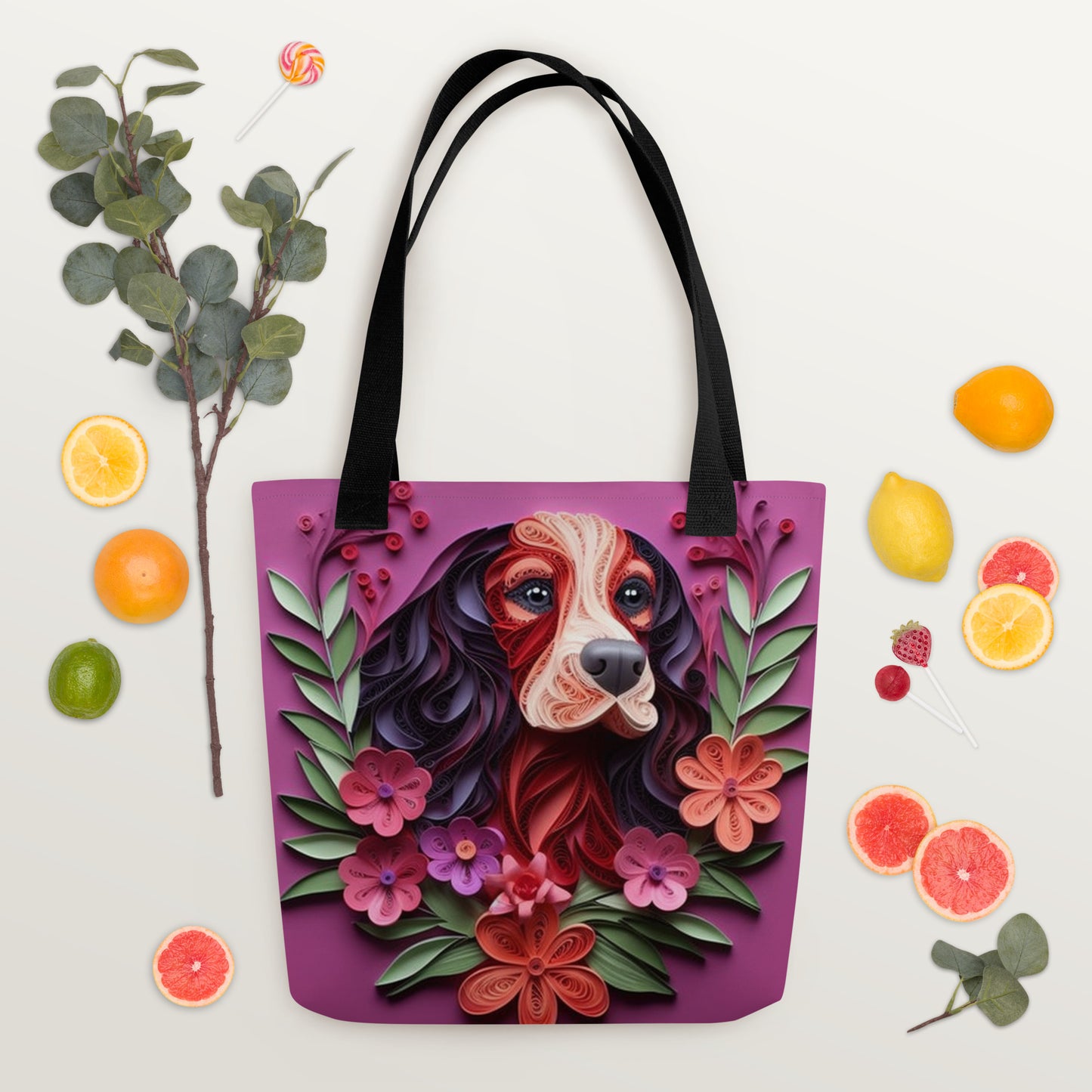 Beagle Mix Breed Floral Tote bag for Dog Mom
