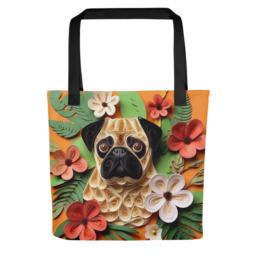 Pug Floral Tote bag for Dog Mom