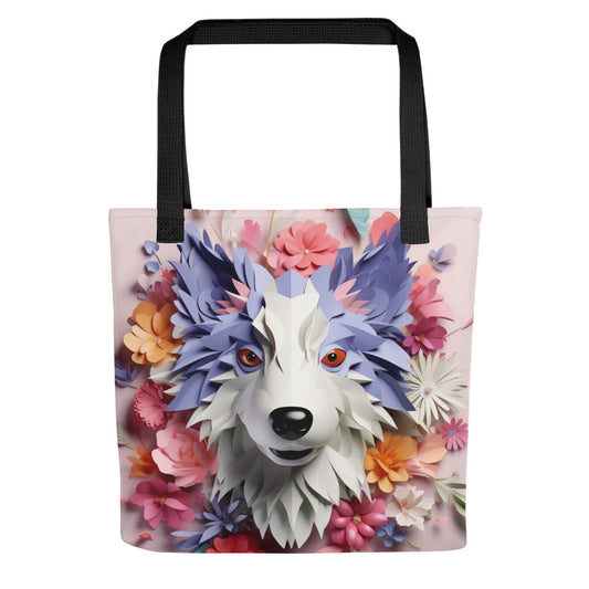 Papillon Dog Floral Tote bag for Dog Mom