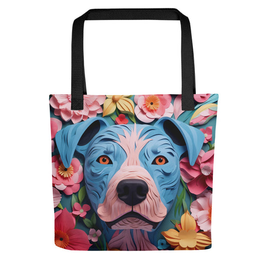 Pitbull Dog Floral Tote bag for Dog Mom
