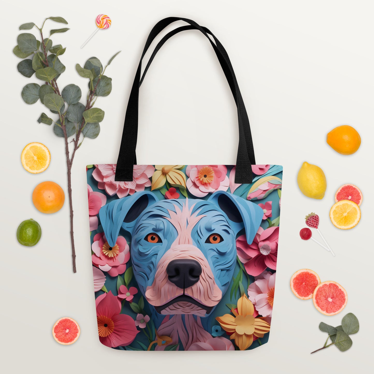 Pitbull Dog Floral Tote bag for Dog Mom