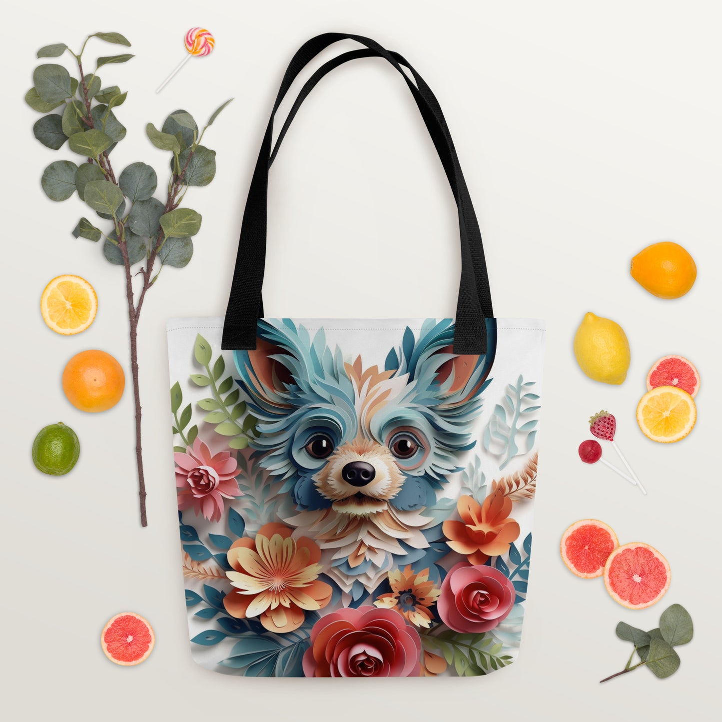 Chihuahua Dog Floral Tote bag for Dog Mom