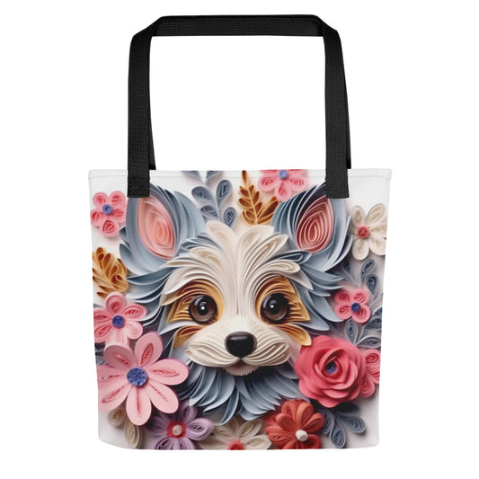 Papillon Dog Floral Tote bag for Dog Mom