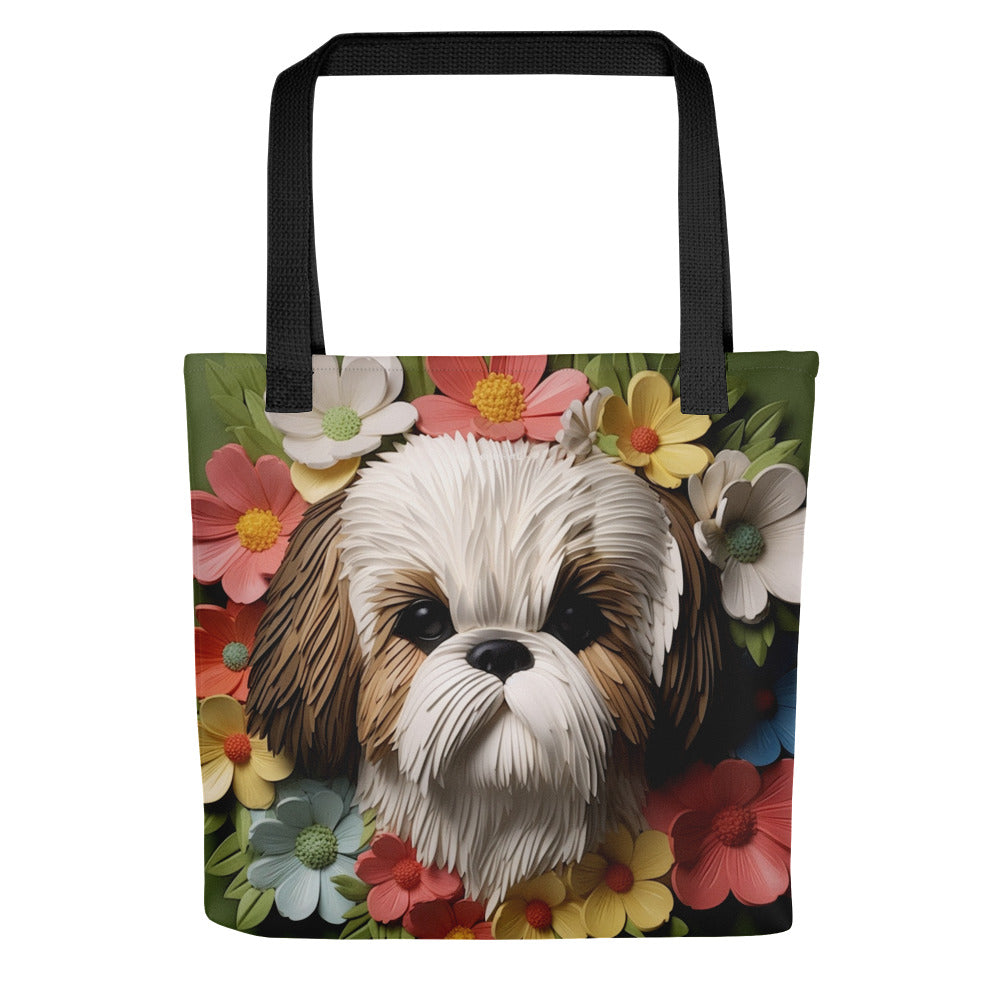 Shih Tzu Dog Floral Tote bag for Dog Mom