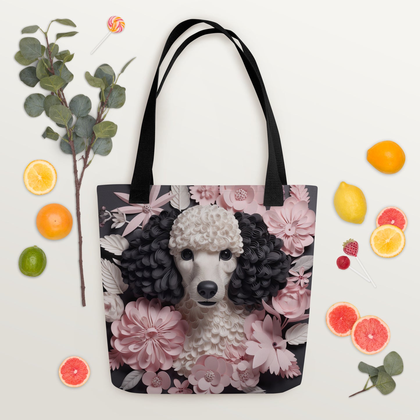 Poodle Dog Floral Tote bag for Dog Mom