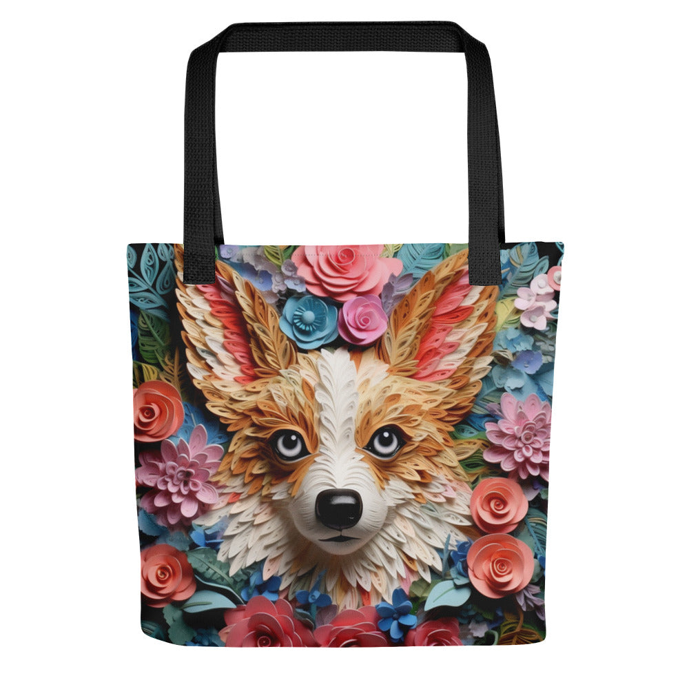 Papillon Dog Floral Tote bag for Dog Mom