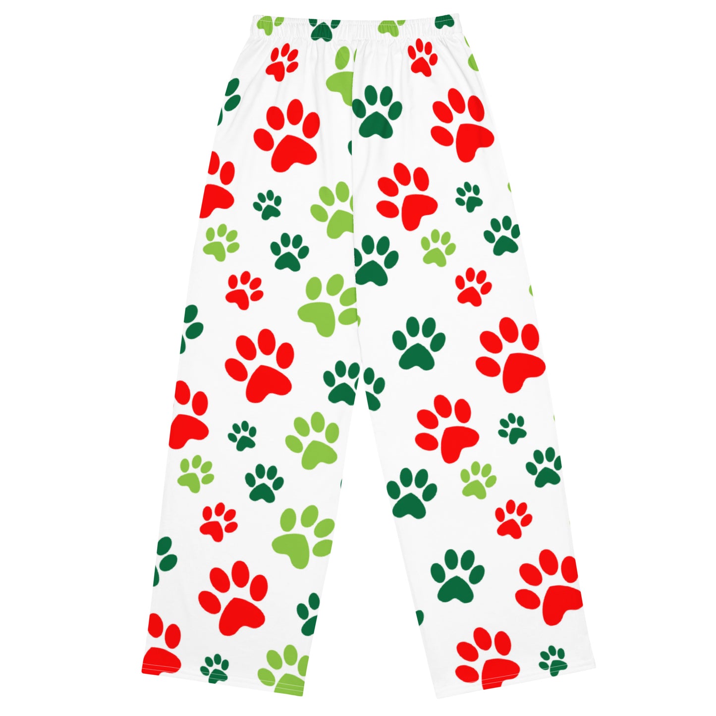 Paw Print Christmas Super Soft Wide-leg Pajama/Sweats Bottoms