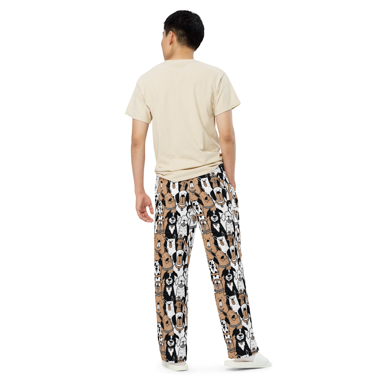 Laughing Dog Faces Wide-Leg Pants