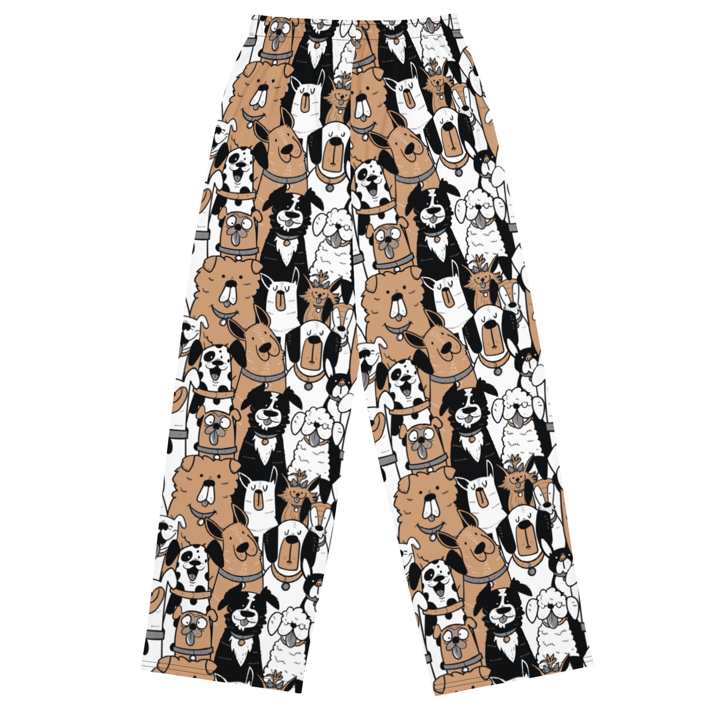 Laughing Dog Faces Wide-Leg Pants