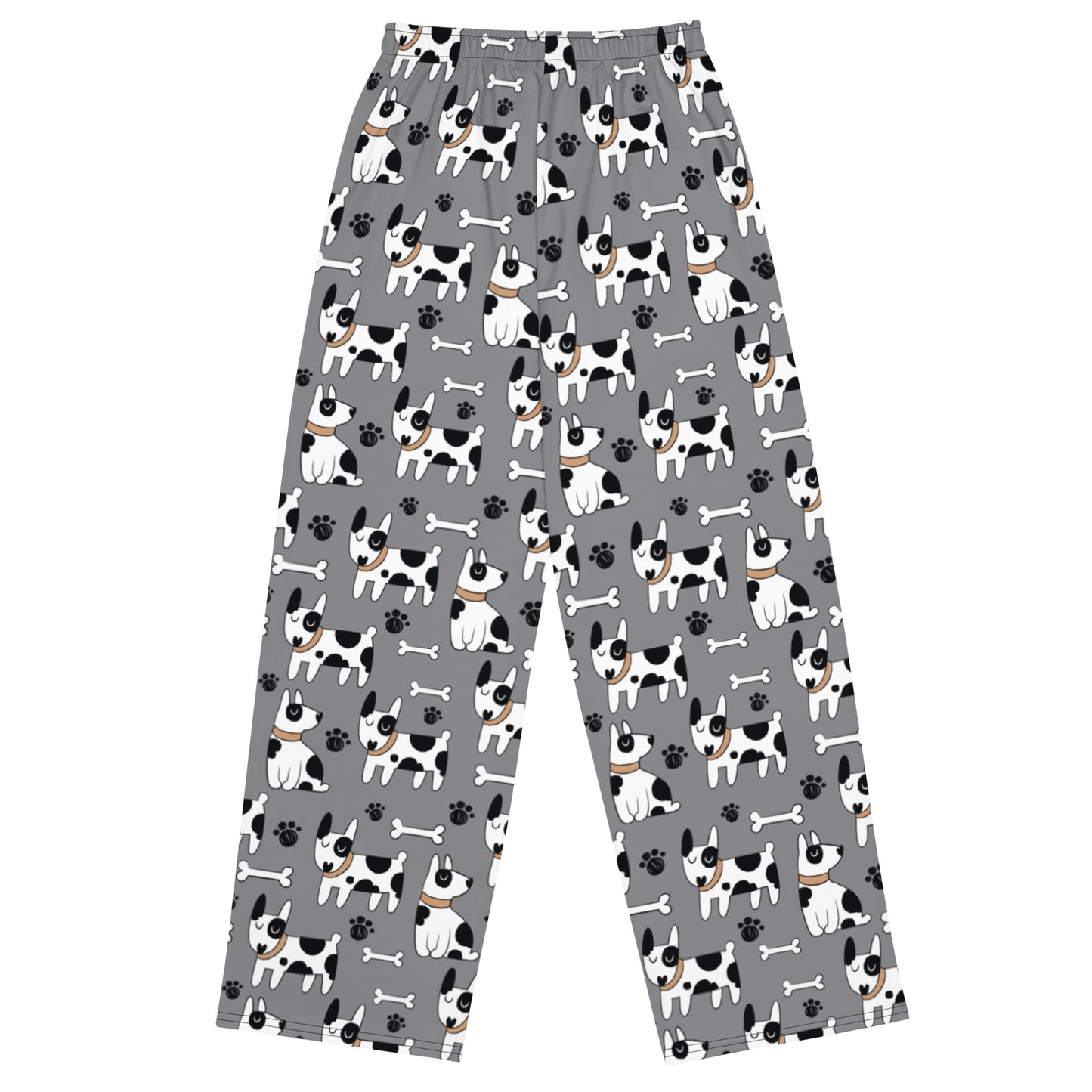 Cute Black Spotted Dog Wide-Leg Pants