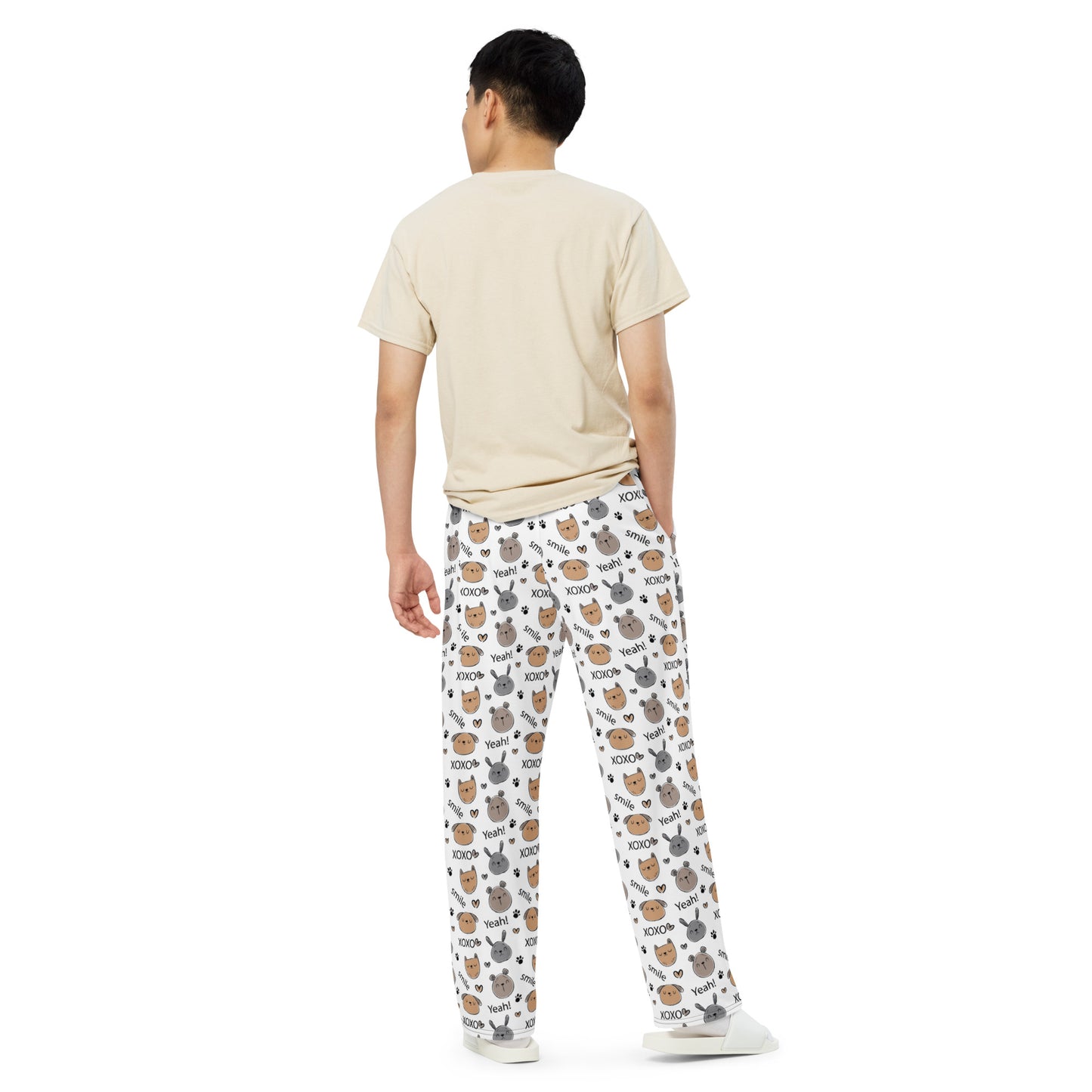 Yeah! Smile XOXO Cute Puppy Faces Wide Leg Pants