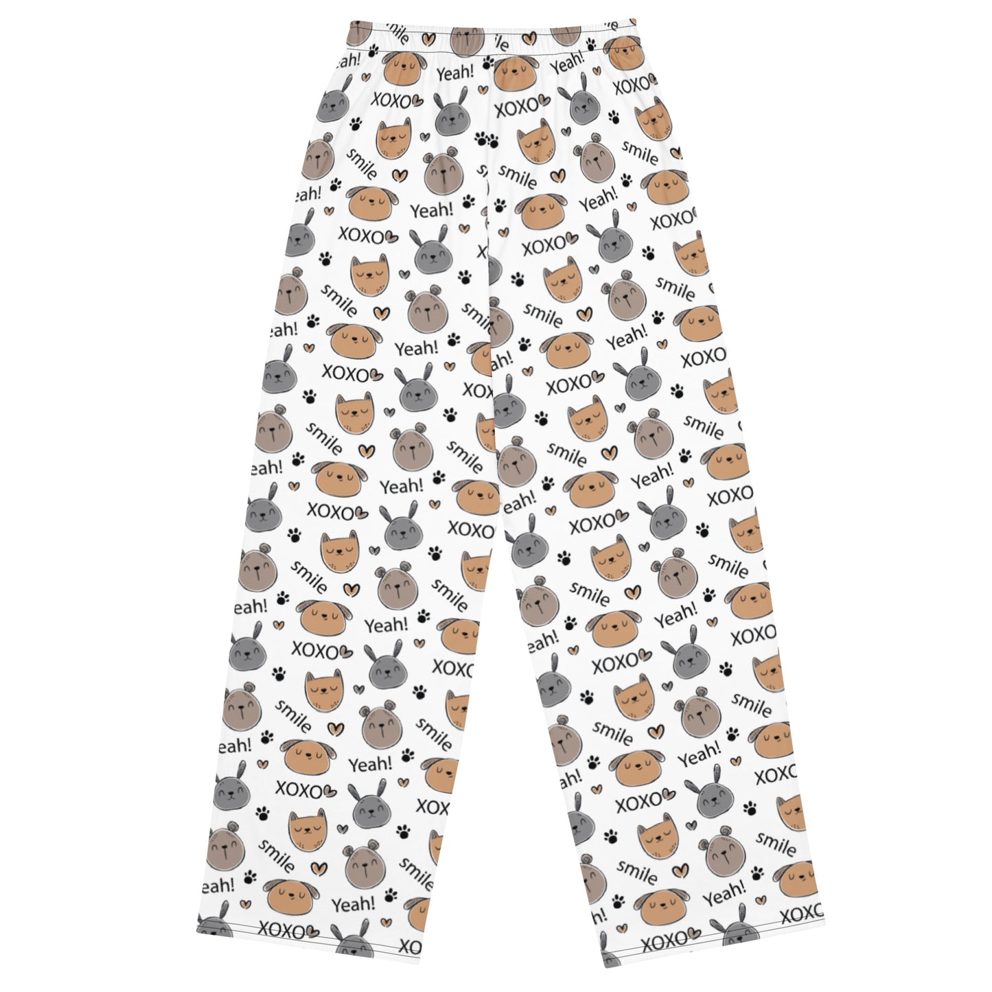 Yeah! Smile XOXO Cute Puppy Faces Wide Leg Pants