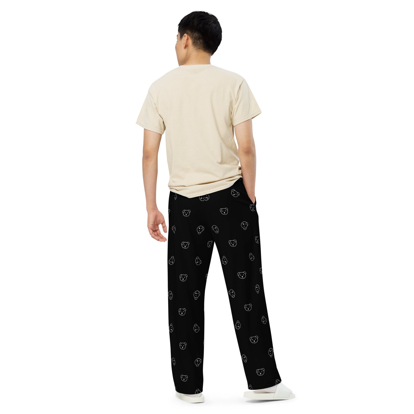 Han Drawn Dog Face Wide Leg Pants