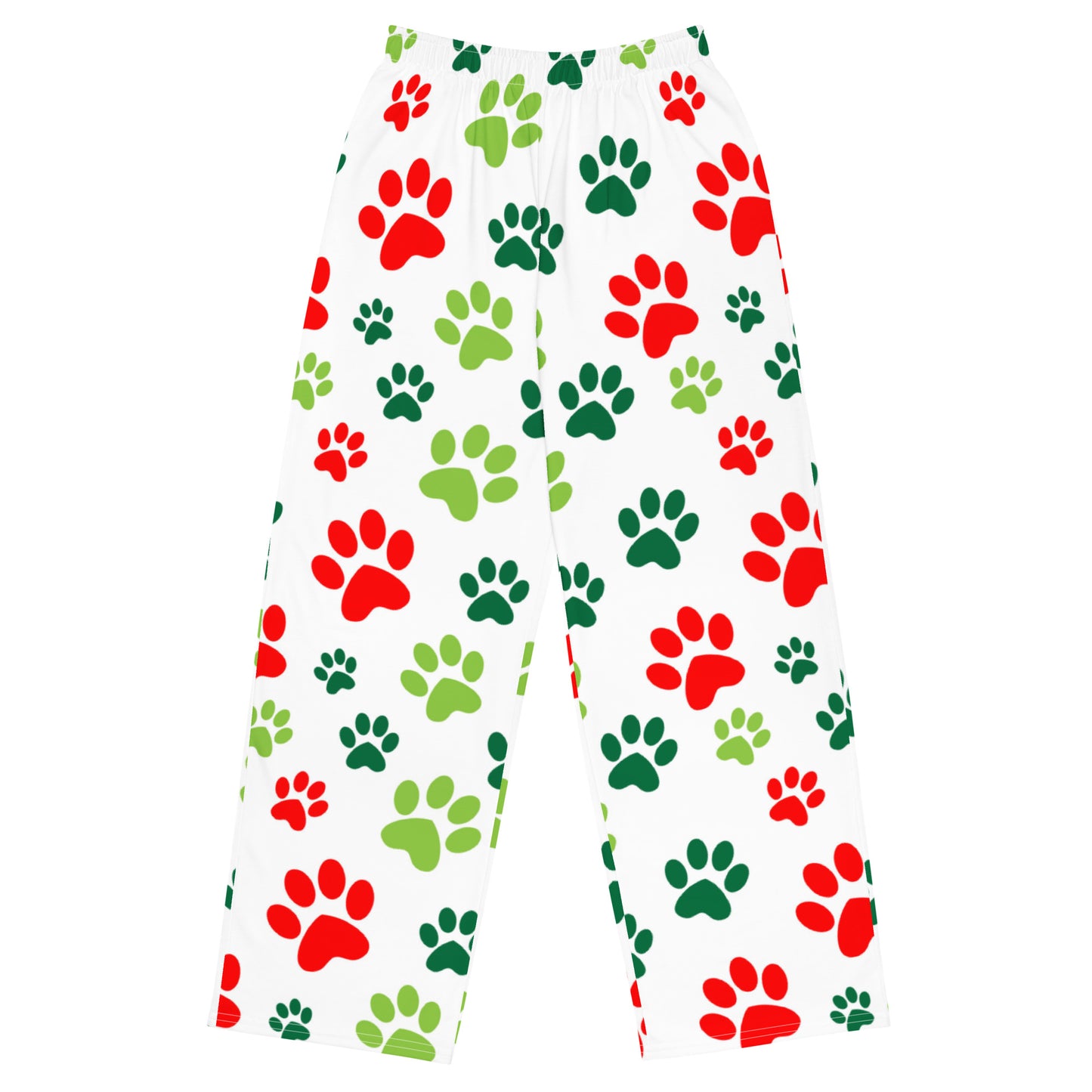 Paw Print Christmas Super Soft Wide-leg Pajama/Sweats Bottoms