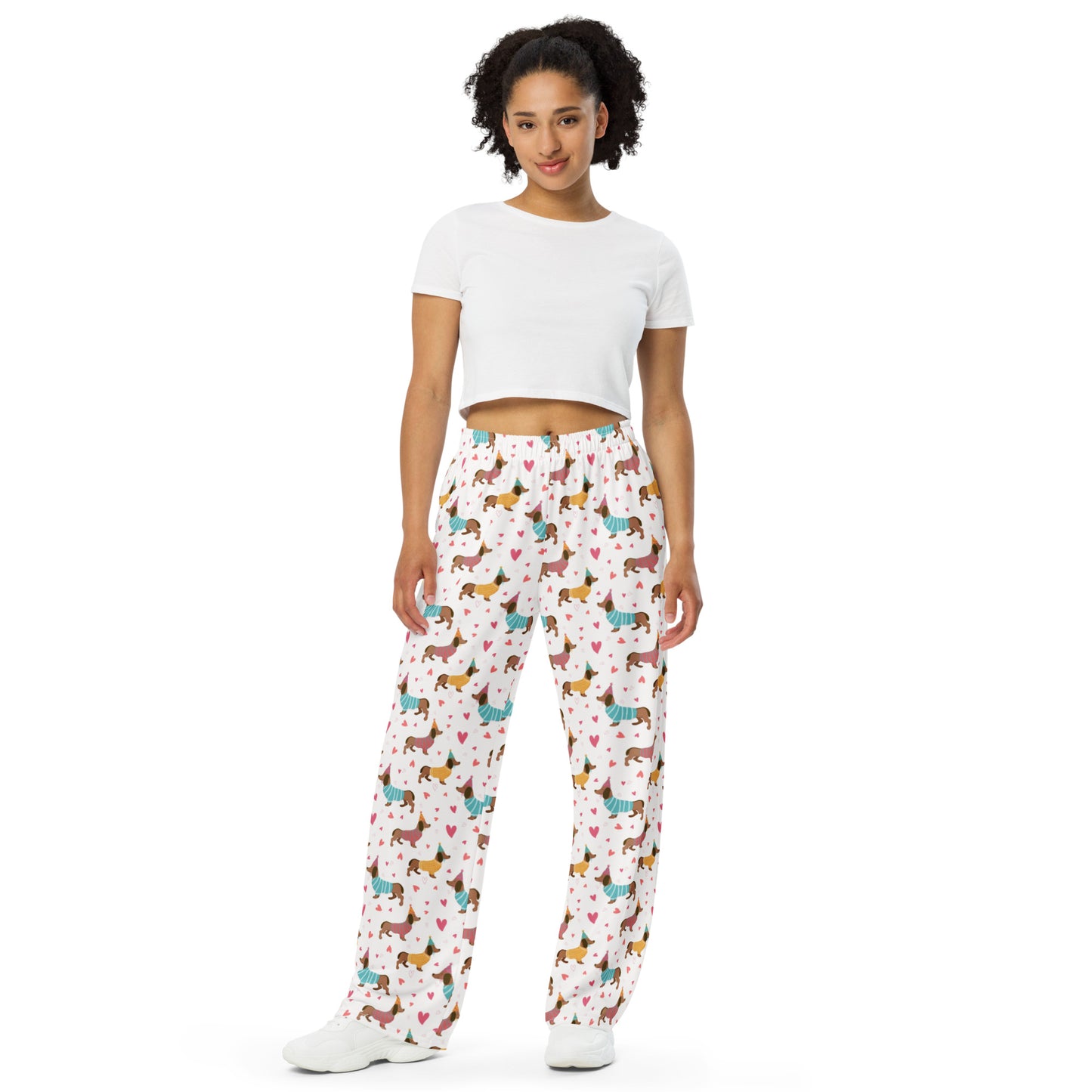 Dog Party Themed Super Soft Wide-leg Pajama/Sweats Bottoms