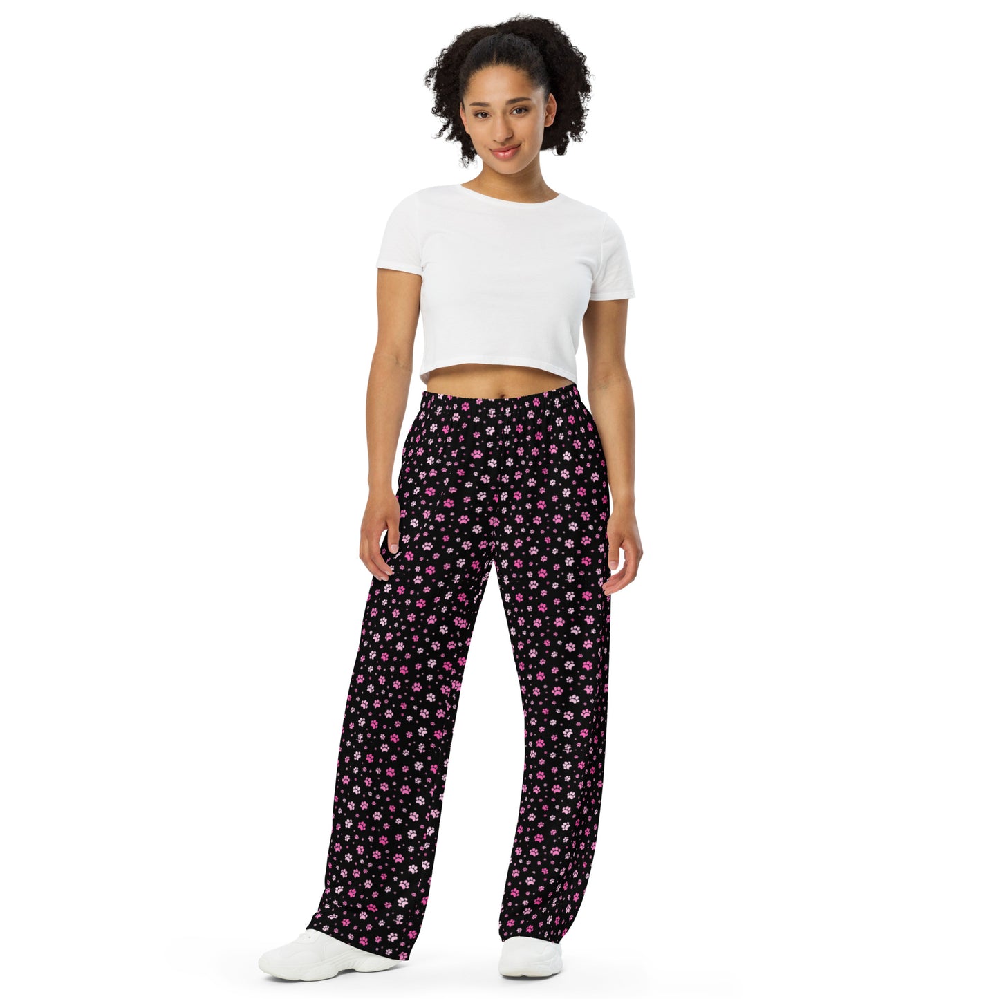 Pink Paws Super Soft Wide-leg Pajama/Sweats Bottoms