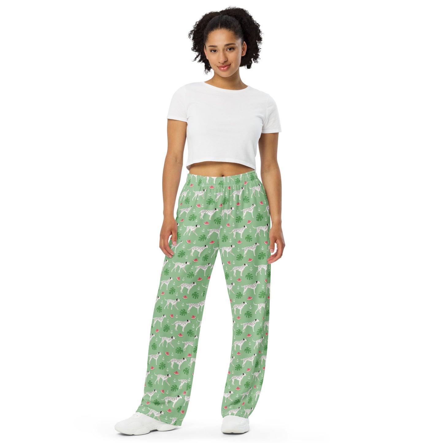 Dog and Watermelon Lovers Super Soft Wide-leg Pajama/Sweats Bottoms