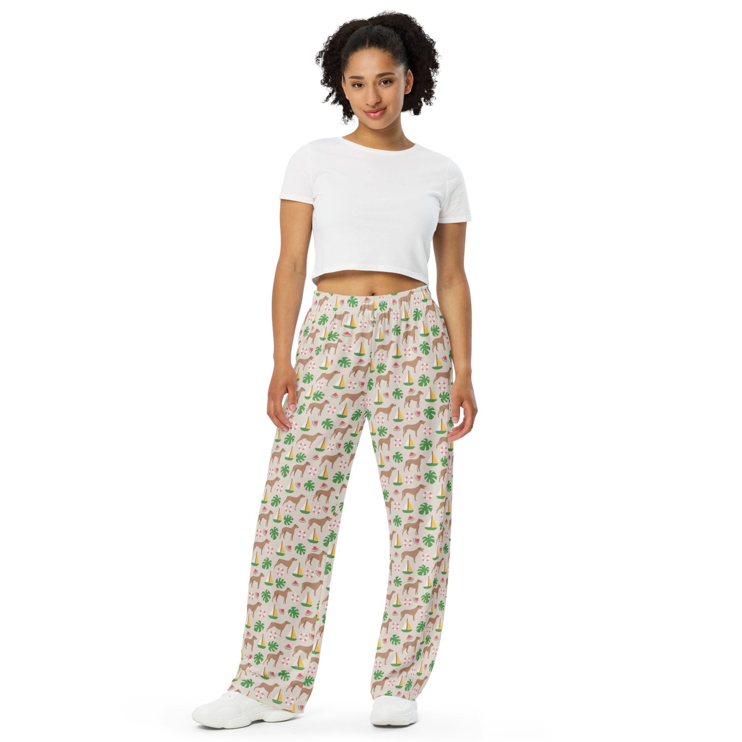 Tropical Paradise for Dog Lovers Super Soft Wide-leg Pajama/Sweats Bottoms