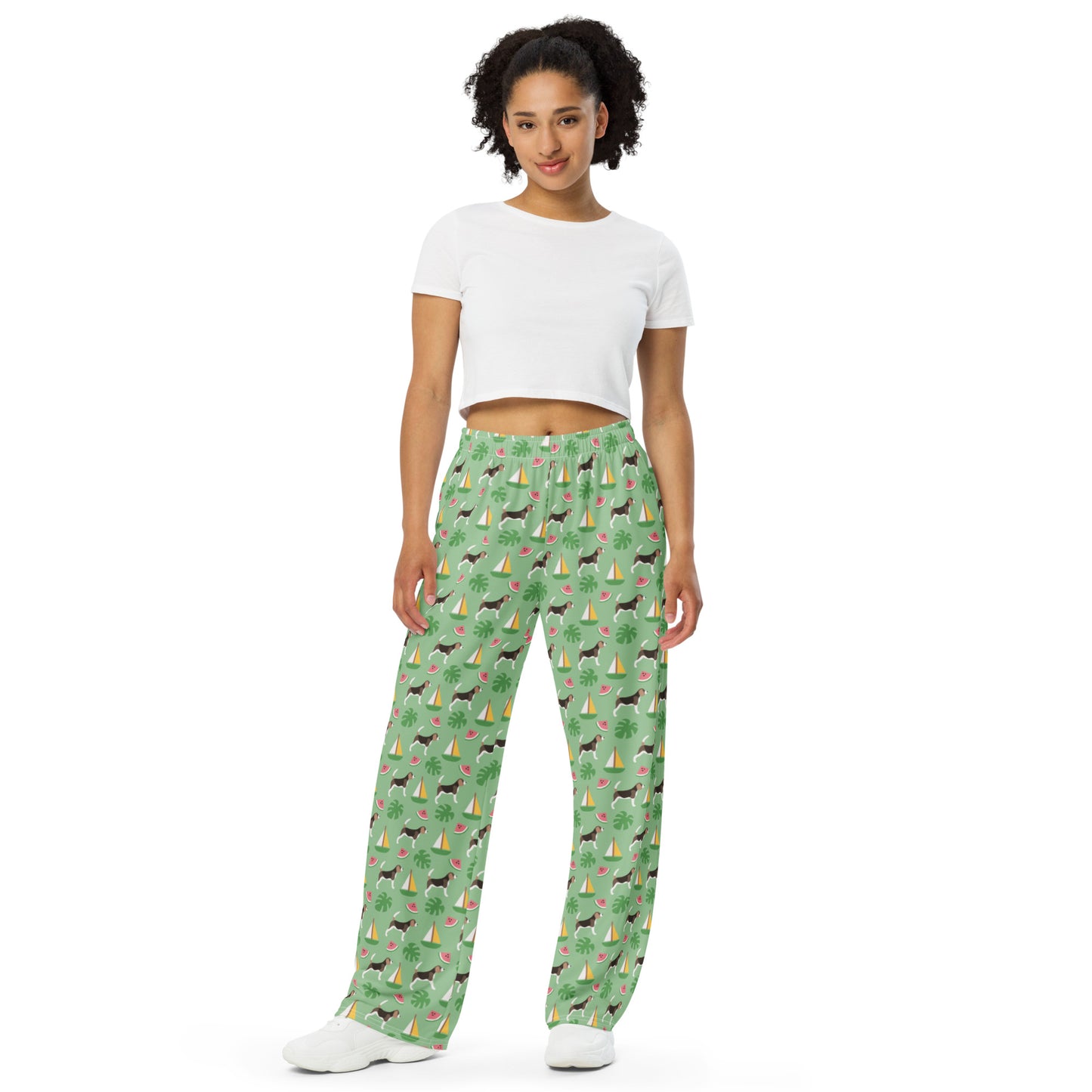Dog Lovers Tropical Paradise Super Soft Wide-leg Pajama/Sweats Bottoms