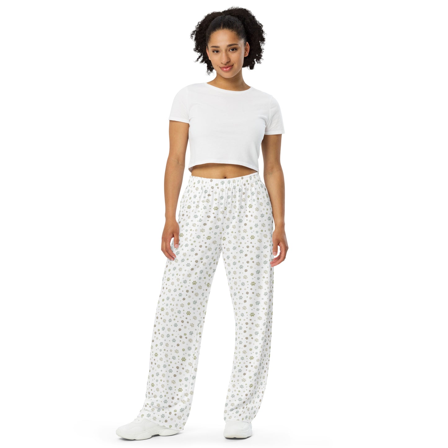 Paw Print Super Soft Wide-leg Pajama/Sweats Bottoms