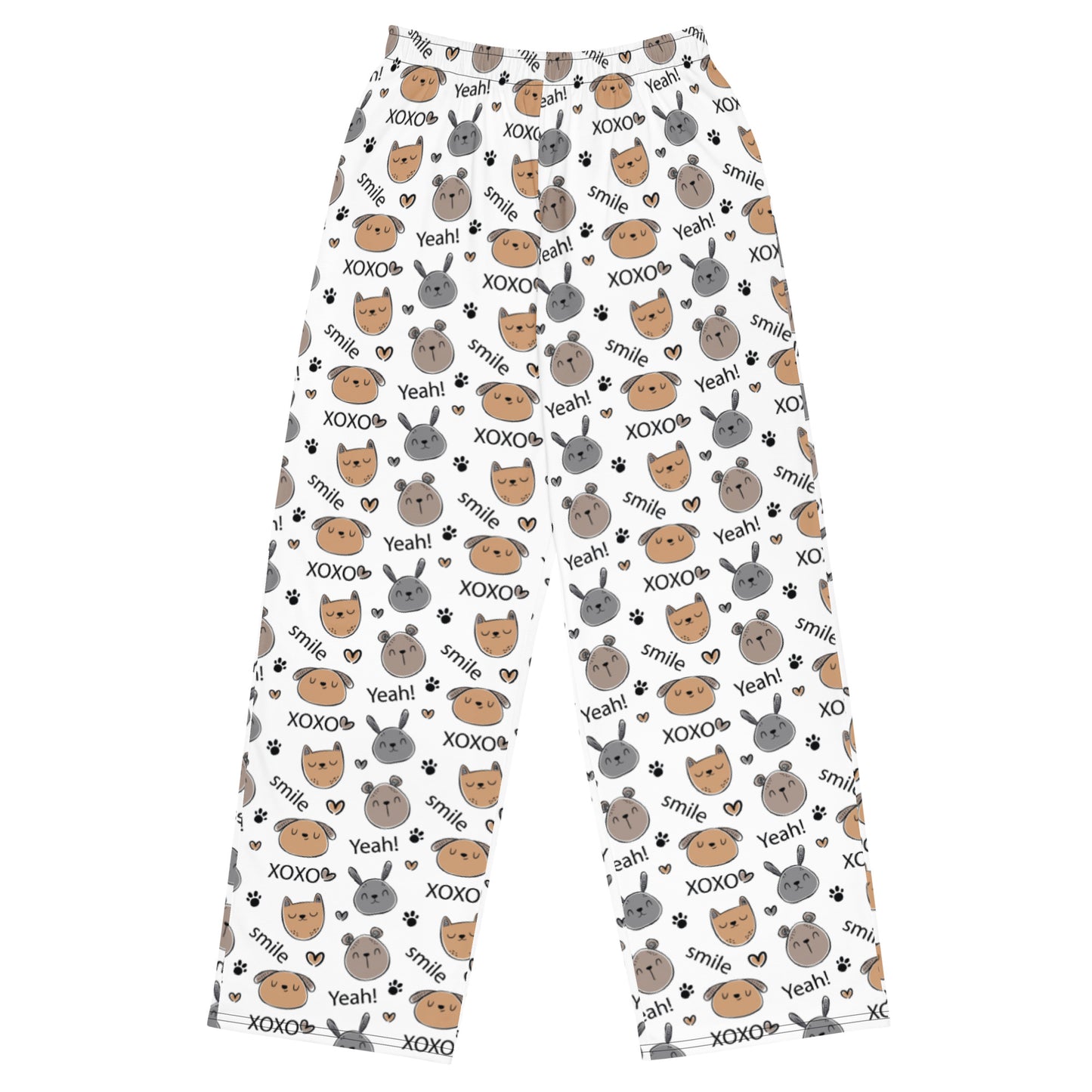 Yeah! Smile XOXO Cute Puppy Faces Wide Leg Pants