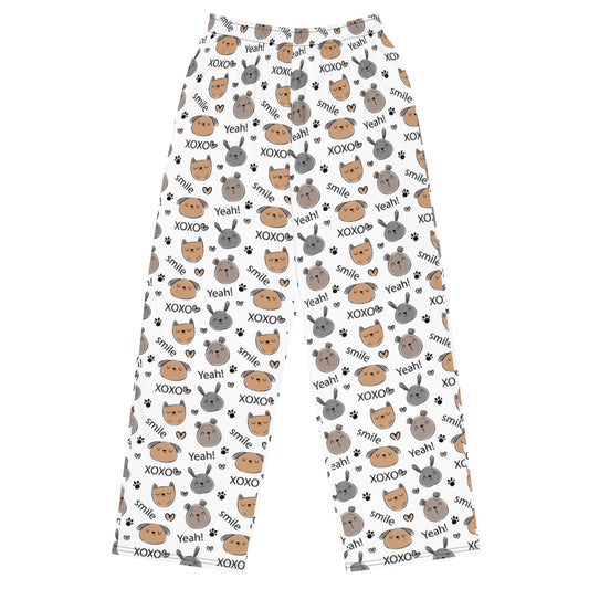 Yeah! Smile XOXO Cute Puppy Faces Wide Leg Pants