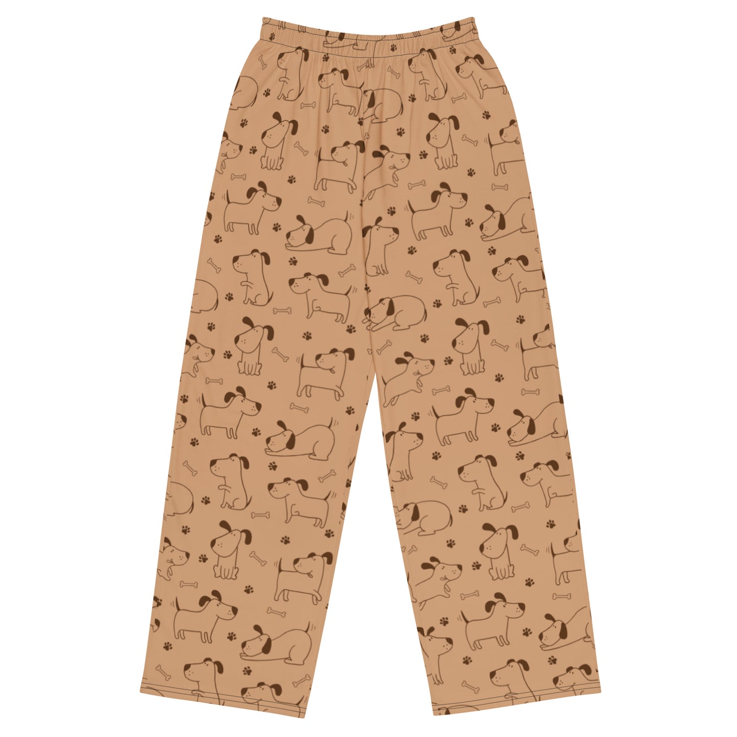 Playful Dog Cartoon Wide Leg Pants